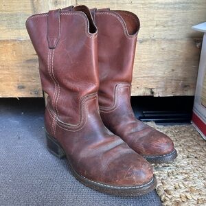 Brown Leather Western Work Boots